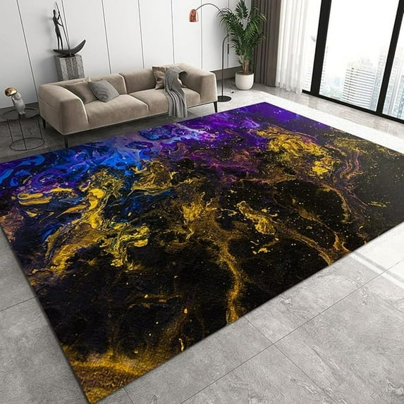 Purple Gold Fantasy Art Area Rugs, Abstract Graffiti Color Stripes Soft Washable Carpet, Easy Clean Rug For Boys And Girls Nursery Bed Living Room Carpets Nursery Decor Rugs 4x6ft