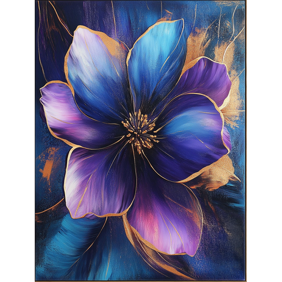 Purple Gold Flower Canvas Painting Suitable for Living Room Bedroom Office Dining Room and Hallway Decoration.