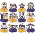 thumbnail image 1 of Purple Gold Graduation 2026 Decorations, Graduation Table Decorations 2026, Party Table Centerpieces, Grad Cap Decorations, Grad Party, Paper Honeycomb, Freestanding Table, 1 of 4