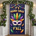 thumbnail image 1 of Purple Gold Green Mardi Gras Banner Feather Decor Carnival Display Beaded Garland Masquerade Mask Festive Backdrop for Carnival Party Mardi Gras Celebration Masquerade Ball, 1 of 9