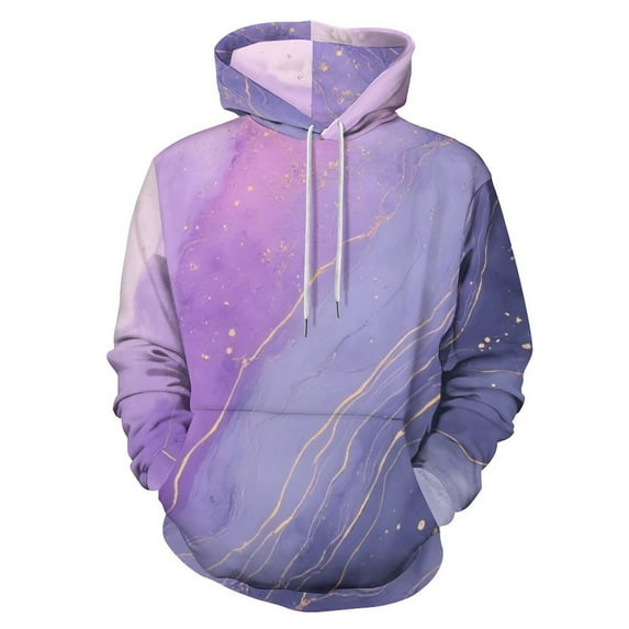 Purple Gold Marble Art Men's Women Vintage 3D Hooded Sweatshirt - All-Season Loose Fit Streetwear