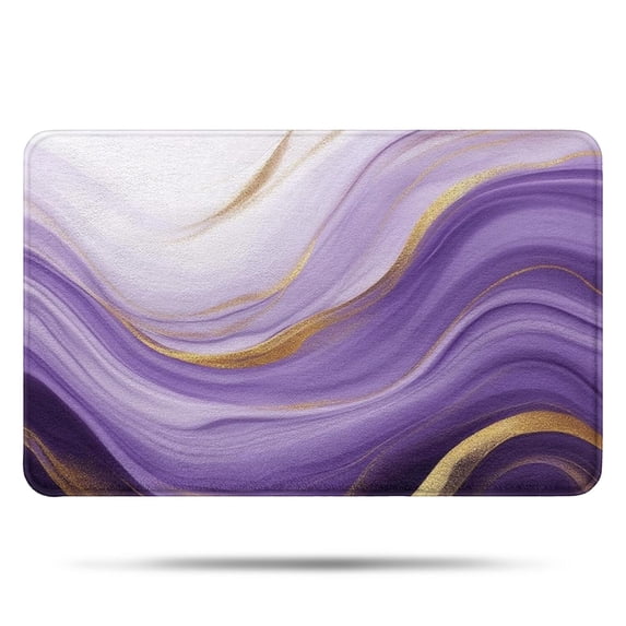 Purple Gold Marble Pattern Bathroom Rugs Mat,Non Slip Microfiber Bathroom Rug,Rubber Backing,Soft Bathroom Mats for Bathroom Floor,Tub and Shower,17x27in(43x68cm)