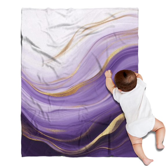 Purple Gold Marble Pattern Blanket,Comfortable Soft Flannel Throw Blanket,All Season,Warm Lightweight Blankets for Sofa Bed Couch Living Room Chair,30"x40"