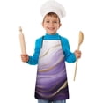 thumbnail image 1 of Purple Gold Marble Pattern Kids Aprons for Girls and Boys,Adjustable Neck Strap Toddler Aprons for Kids Cooking Baking, 1 of 6
