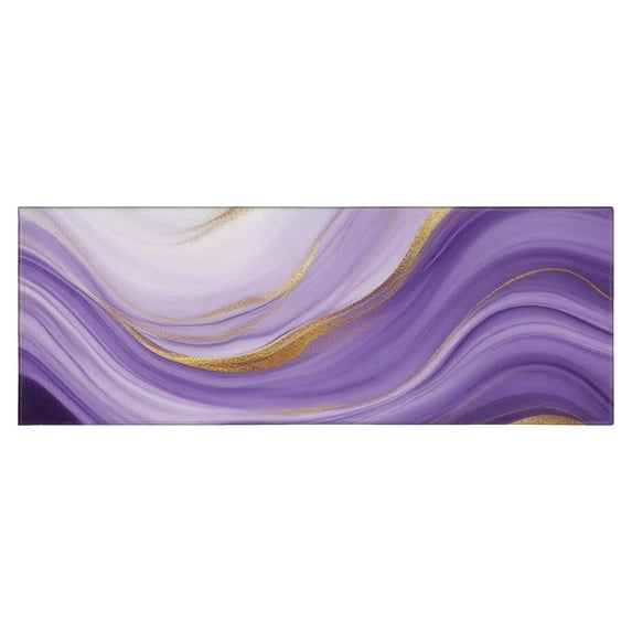 Purple Gold Marble Pattern Kitchen Rug Mat,Kitchen Runner Rugs Non Skid Washable,Decorative Kitchen Floor Mats for Kitchen,Sink,Laundry,17"X47"