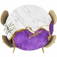 thumbnail image 1 of Purple Gold Marble Round Tablecloth, Fitted Table Cover with Elastic for 45"-54" Round Tables, Modern Abstract Marble Crack Texture Table Cloth Outdoor Indoor Dinning Party Waterproof Tablecloths, 1 of 7