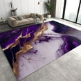 thumbnail image 1 of Purple Gold Marble Texture Area Rug, Modern Gradual Light Luxury Bedroom Carpet, Machine Washable Soft Comfortable Rugs For Teen Room Living Room Office Dining Indoor Hallway 5x8ft, 1 of 6
