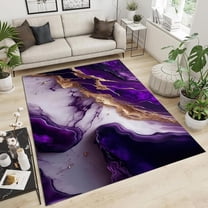 Purple Gold Marble Texture Area Rug, Modern Gradual Light Luxury Indoor Non Slip Living Room Rug, Machine Washable Carpet For Bedroom Dining Room Farmhouse Decor Floor Mat 5x8ft