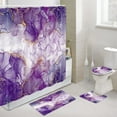 thumbnail image 1 of Purple Gold Marble Texture Bathroom Shower Curtain Set with Toilet Lid Cover and Non-Slip Rugs, Abstract Modern 4 Pcs Shower Curtain Set Restroom Decor Accessories with Hooks,72X72in, 1 of 5