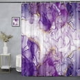 thumbnail image 1 of Purple Gold Marble Texture Shower Curtain Sets, Abstract Modern Fabric Shower Curtain for Bathroom, 3D Printing Durable Waterproof Washable Bath Curtain with Hooks, 48X70in, 1 of 6