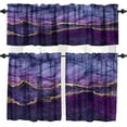 thumbnail image 1 of Purple Gold Marble Valances Set for Kitchen, Purple Gold Abstract Marble Texture Modern Luxury Home Decor Rod Pocket Window Drapes for Living Room Dining Room Office 52x18 Inch + 27x24 Inch X 2, 1 of 5
