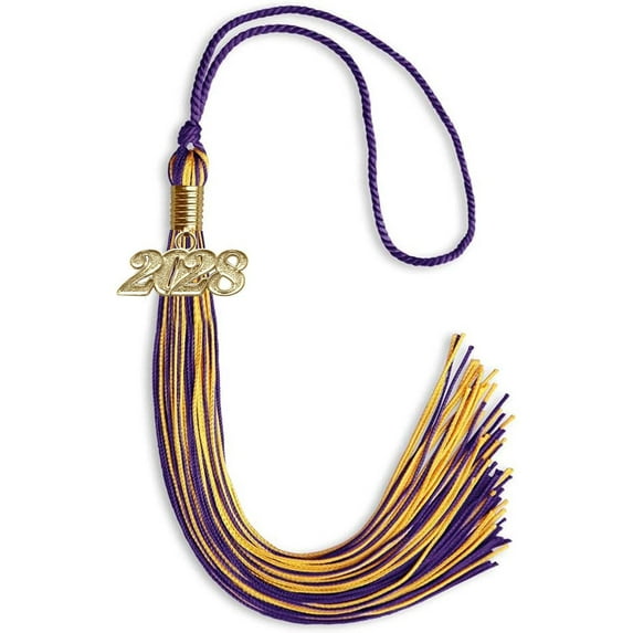 Endea Graduation Purple/Gold Mixed Color Graduation Tassel with Gold Date Drop