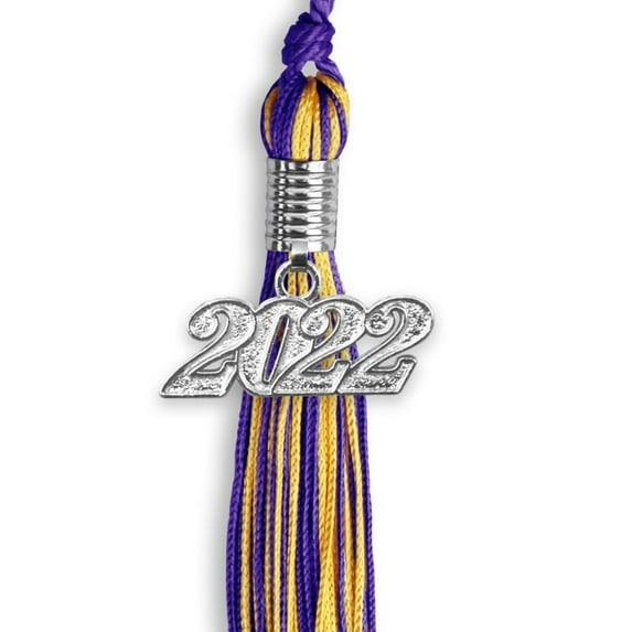 Purple/Gold Mixed Color Graduation Tassel with Silver Date Drop