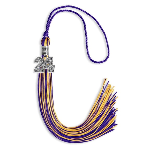 Endea Graduation Purple/Gold Mixed Color Graduation Tassel with Silver Date Drop