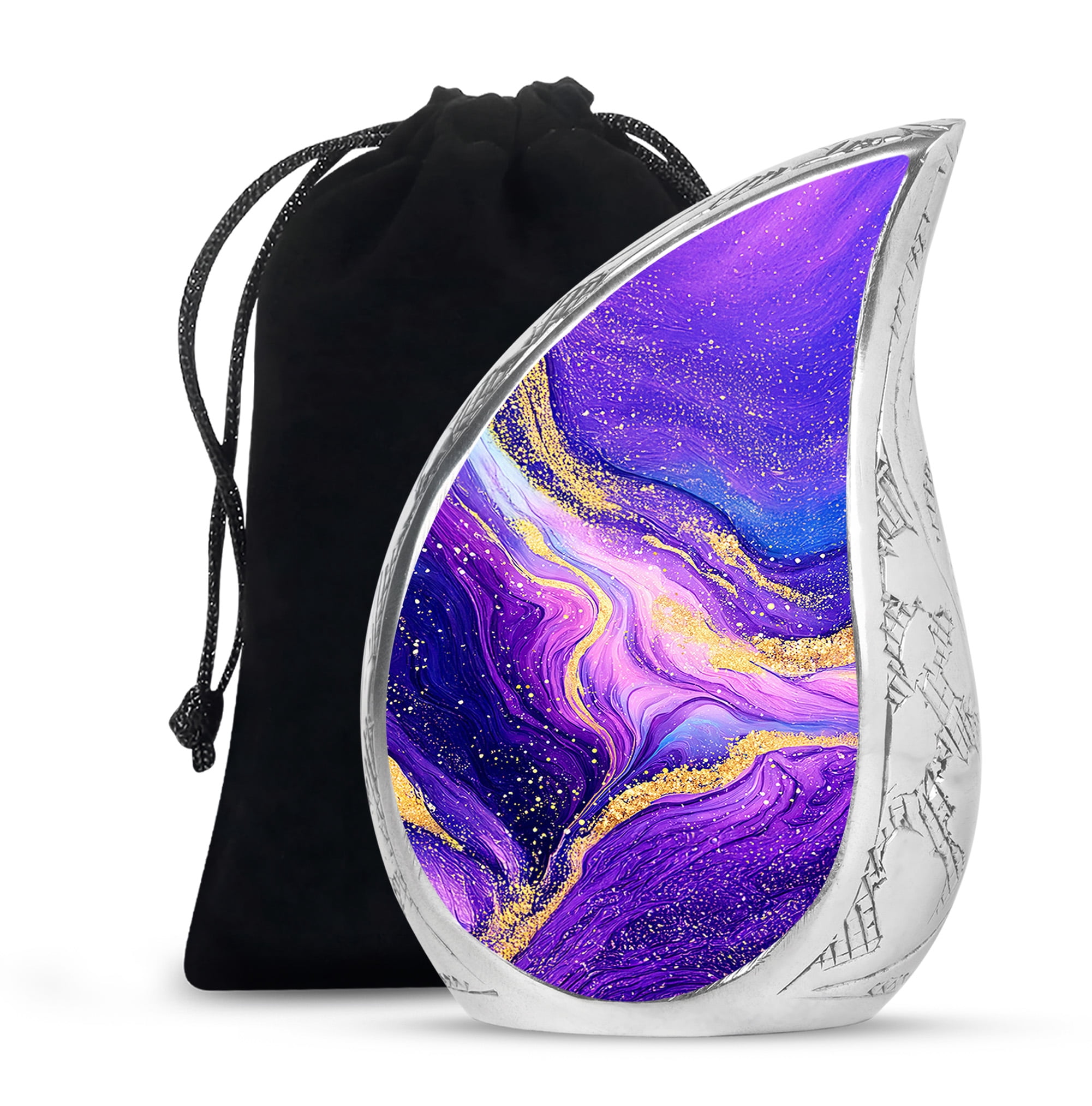 Purple And Gold Pattern Large Urns For Human Ashes Adult Female - Cremation Urn For Ashes Adult Women - Decorative Ash Urns - Memorial Gifts For Funeral Urn 10Inch & 200 Cubic Inches Capacity