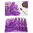 thumbnail image 1 of Purple Gold Placemats Set of 6 Abstract Flower Ombre Aesthetics Paint Place Mats Indoor Wipeable Table Mats Washable Cloth Dining Table Placemats for Kitchen Holiday Party Home Decor 13x19 Inch, 1 of 9