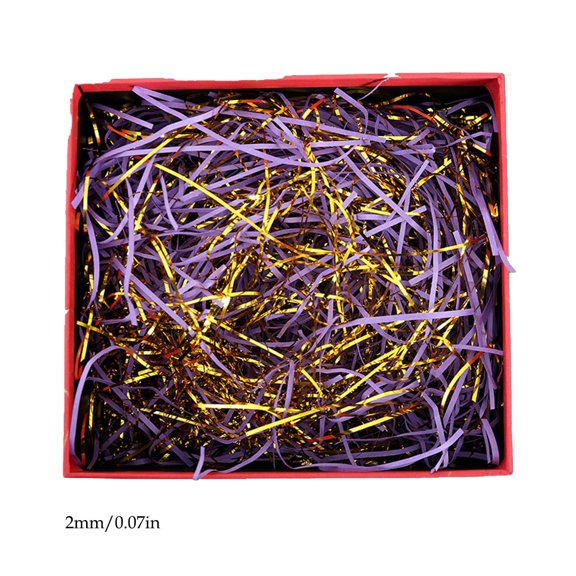 Purple Gold Threaded Mixed Paper Shreds Raffia Wedding Favor Box Filler Gift Confetti Shreds Purple
