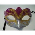 thumbnail image 1 of Purple Gold Venetian Glitter Mardi Gras Masquerade Mask Lightweight Comfortable, 1 of 1