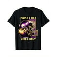 thumbnail image 1 of Purple & Gold Vibes Only Retro Football Lovers Football Team T-Shirt, Black, 100% Cotton, Gift for Men Dad Friends, S-XXXL, 1 of 5