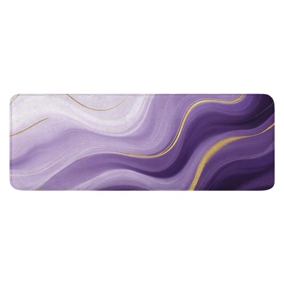 Purple Gold Wave Marble Kitchen Rug Mat,Kitchen Runner Rugs Non Skid Washable,Decorative Kitchen Floor Mats for Kitchen,Sink,Laundry,17"x47.2"