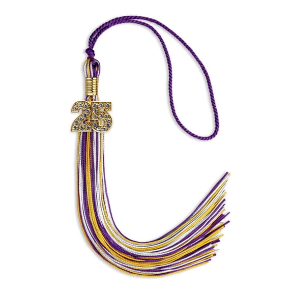 Endea Graduation Purple/Gold/White Mixed Color Graduation Tassel with Gold Date Drop