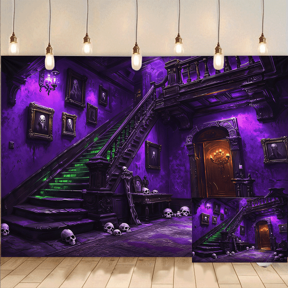 Purple Gothic Backdrop Cloth Halloween Background Photo Banner