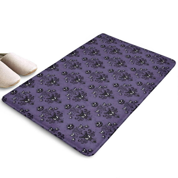 Purple Gothic Bat Pattern Flannel Non Slip Door Rugs,Washable Door Mats Indoor,Decorative Door Mats,Dirt-Resistant and Absorbent Doormat for Entrance,Bedroom,Kitchen,Bathroom,23.5x16in(60x40cm)