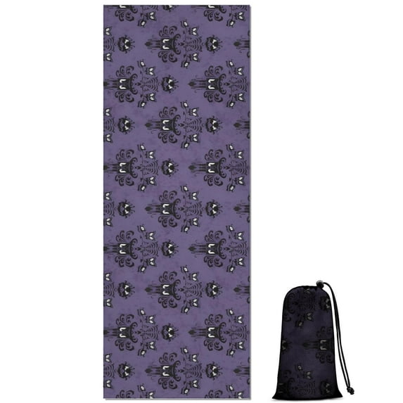 Purple Gothic Bat Pattern Hot Yoga Mat Towel Non Slip for Hot Yoga - Quick-Drying Yoga Mat Cover with 4 Corner Pockets with Travel Bag - Hot Yoga Towel Non Slip Grip Moisture Wicking Sweat 70"x26"