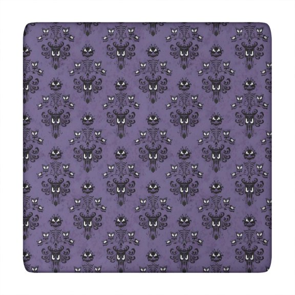 Purple Gothic Bat Pattern Square Fitted Tablecloth with Elastic Edge,Square Table Cover,Washable Elastic Table Cover for Home Kitchen Party Decor 34"x34"