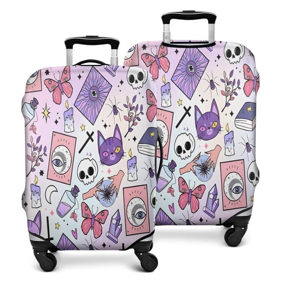Purple Gothic Cat Crystal Pattern Luggage Cover Fashion Suitcase Cover Baggage Covers Fit 25-28 Inch Luggage (Go Travel)