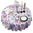 thumbnail image 1 of Purple Gothic Cat Crystal Pattern Round Tablecloth 60"x60",Wrinkle Wipeable Table Cloth for Kitchen Dining Room Picnic Patio Party, 1 of 6