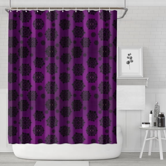 Purple Gothic Floral Pattern Shower Curtain 84"x72" ,Bathroom Decorative Shower Curtains Set with 12 Hooks,Modern Waterproof Washable Shower Curtain