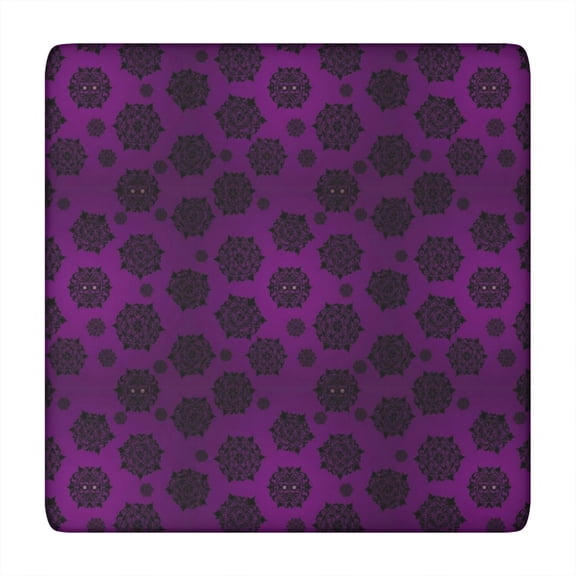 Purple Gothic Floral Pattern Square Fitted Tablecloth with Elastic Edge,Square Table Cover,Washable Elastic Table Cover for Home Kitchen Party Decor 34"x34"