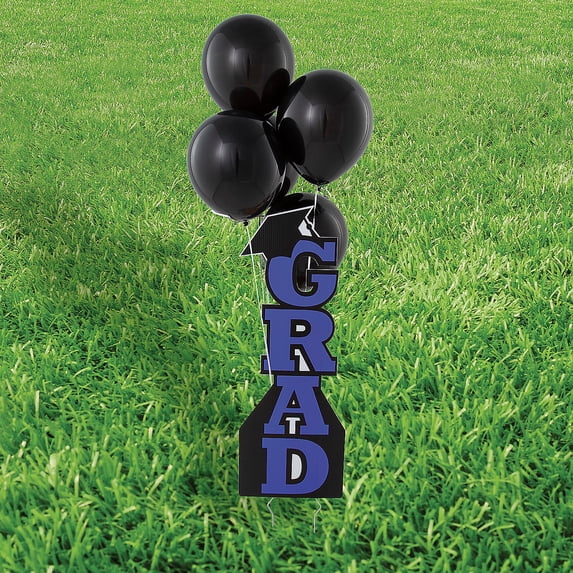 Purple Grad Vertical Yard Sign Kit with Black 11" Latex Balloons - 21 Pc