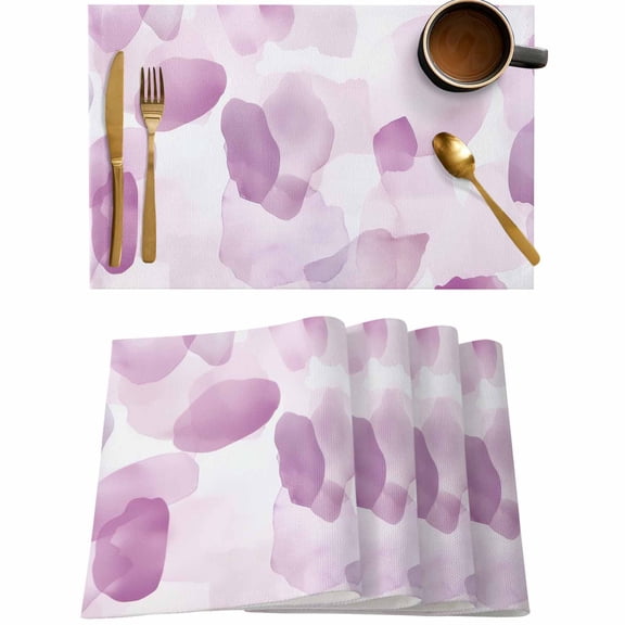 Purple Gradient Abstract Smudge Art Placemats Set of 4,Wipeable Washable Table Mats for Dining Tables,Watercolor Art Place Mats for Kitchen Event Party Tabletop Decor