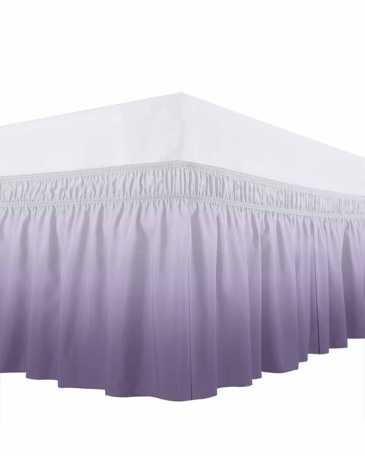 Purple Gradient Bed Skirt Queen Size 16" Drop Ruffled Wrap Around Bed Skirts Adjustable Elastic Bedskirt Dust Ruffle for Queen Size Bed