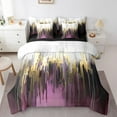 Purple Gradient Bedding Comforter Sets 7pcs Oil Painting Stripe Bed in