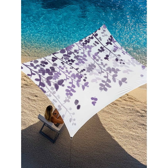 Purple Gradient Leaf Sun Shade Sail 8' x 10', Rustic Eucalyptus Leaves Farm Plants Rectangle Outdoor Sunshade Canopy, Waterproof UV Block Patio Covers for Garden Yard Beach