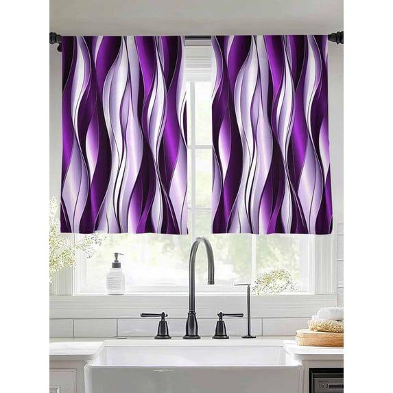 Purple Gradient Line Sheer Curtains 54 Inches Long 2 Panels Abstract Twist Light Filtering Semi Sheer Window Curtains Drapes for Bedroom Living Room 52"x54"