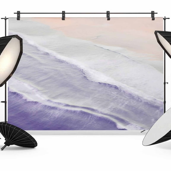 Purple Gradient Photography Backdrop 7x5FT, Sea Waves Sandy Beach Coastal Scenery Photo Backdrops, Background for Photography Studio Photo Studio Background, Back Drop for Photoshoot
