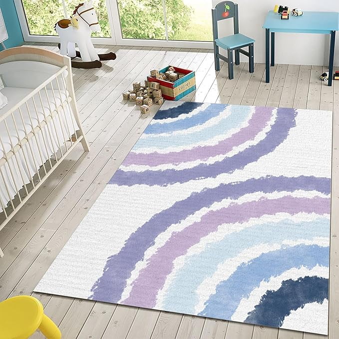 Purple Gradient Rainbow Area Rug, Retro Dreamy European Style Living ...