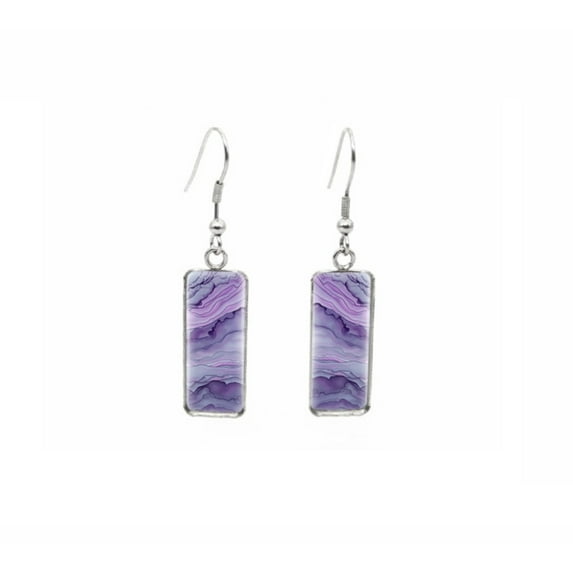 Purple Gradient Wavy Rectangular Drop Earrings