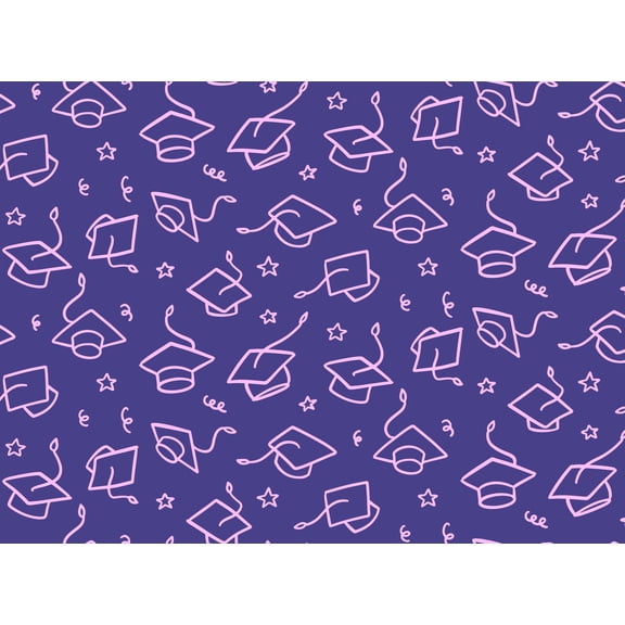 Purple Graduation Cap Pattern Edible Image Cake Topper for Quarter Sheet Cake, by Tnct. (1 Count)