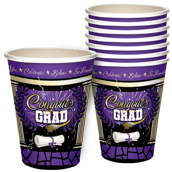 Purple Graduation Cups 16oz 16 Count - Purple Graduation Party Supplies