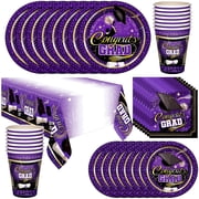 Purple Graduation Party Tableware Deluxe Set for 16 Guests
