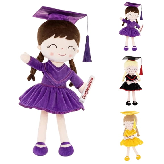 Purple Graduation Plush Doll - Soft Gi--rl Doll with Graduation Cap - Kindergarten Preschool Congratulations Gift, Class of 2026 Special Keepsake(1PCS)