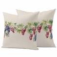 thumbnail image 1 of Purple Grape Pillow Covers 2 Pack Spring Grape Vine Leaf Watercolor Linen Texture Pillowcase Waterproof Outdoor Throw Pillow Cover for Patio Garden Square Cushion 20”x20”, 1 of 9