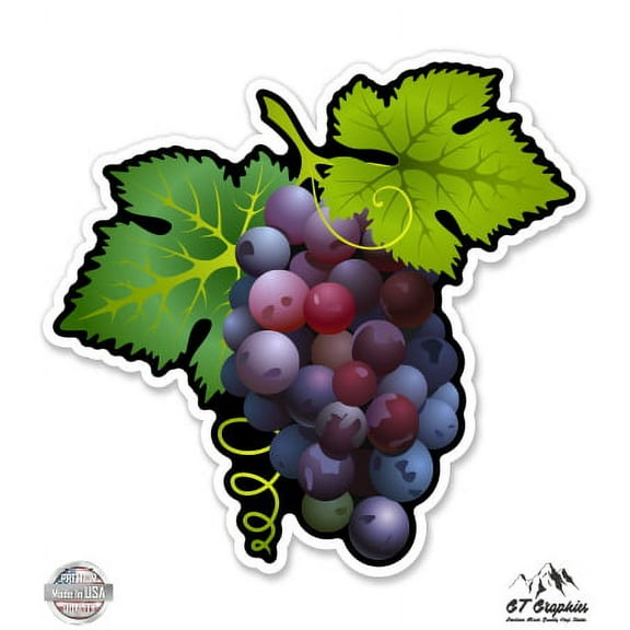 Purple Grapes - 3" Vinyl Sticker - For Car Laptop I-Pad Phone Helmet Hard Hat - Waterproof Decal