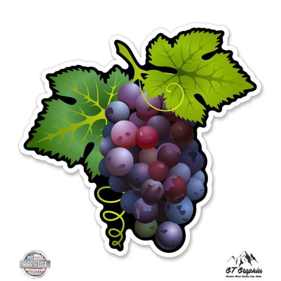 Purple Grapes - 5" Vinyl Sticker - For Car Laptop I-Pad - Waterproof Decal