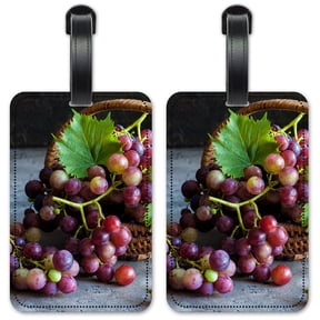 Purple Grapes in a Basket - Luggage ID Tags / Suitcase Identification Cards - Set of 2